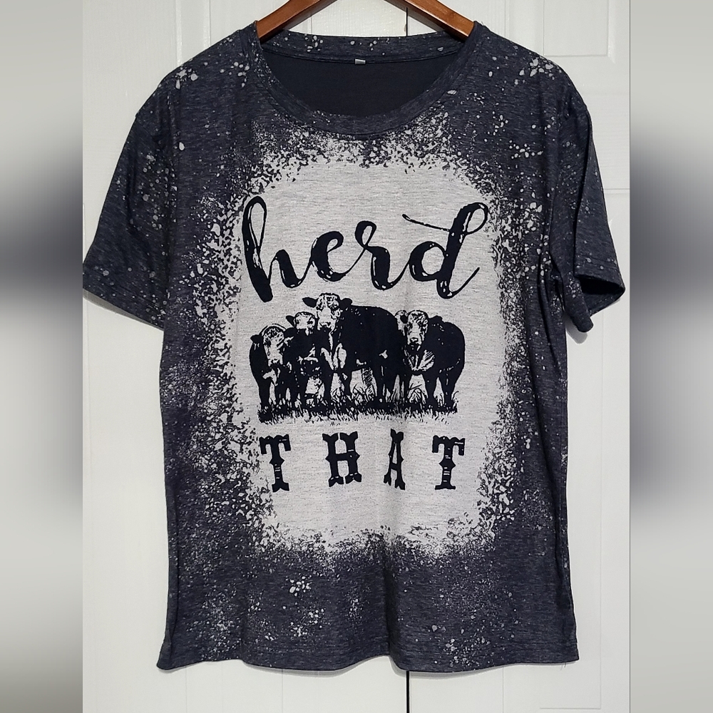 Herd That Graphic Tee - Charcoal with White Print